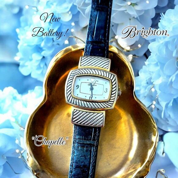 BRIGHTON "Chapelle" Vintage Silver And Leather Watch COASTAL COWGIRL - Picture 1 of 10